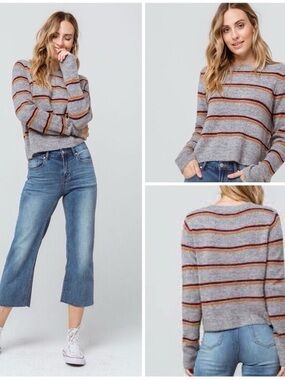 Emory Park Heather Gray Striped Sweater